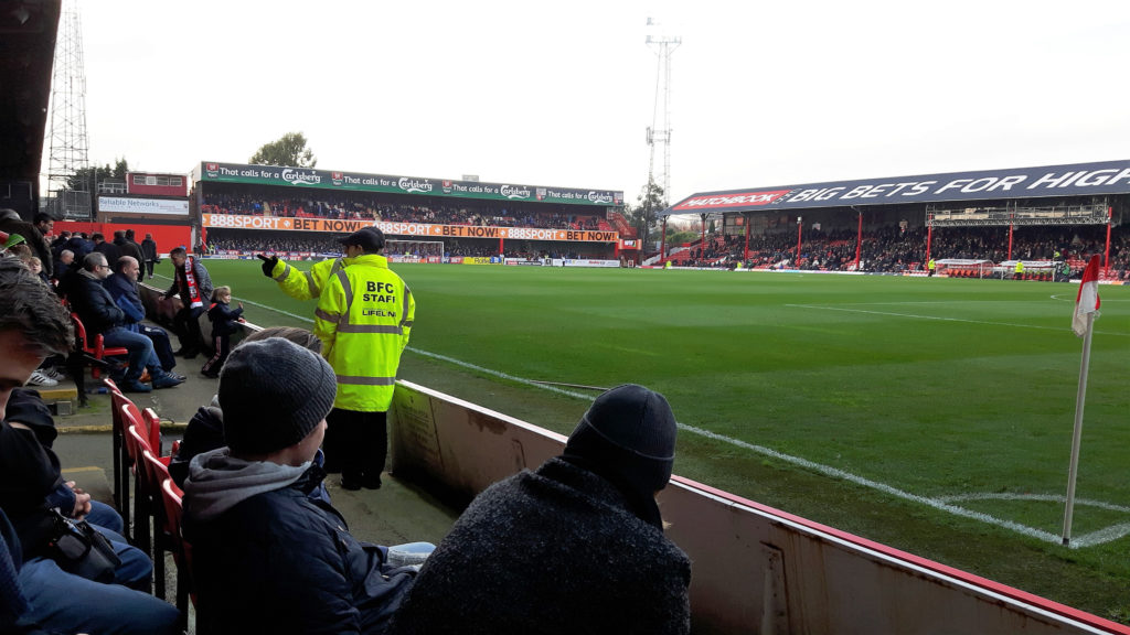 Baz sits with the home fans!